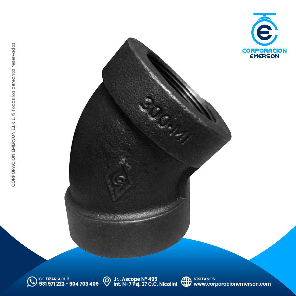 Codo 45° Fierro Negro Roscado