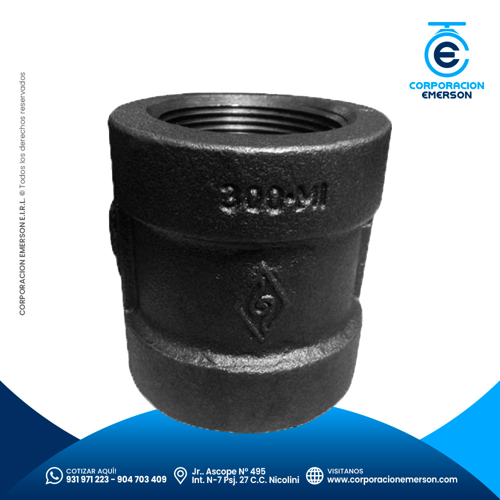 Unión Simple Fierro Negro Roscado